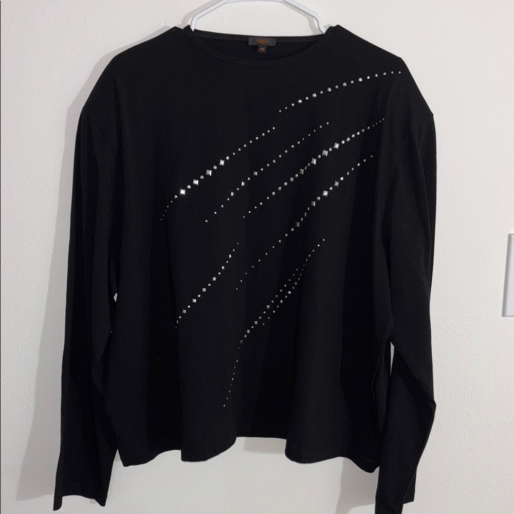Vinse Long Sleeve Padded Shoulder Top Size 4X NWT